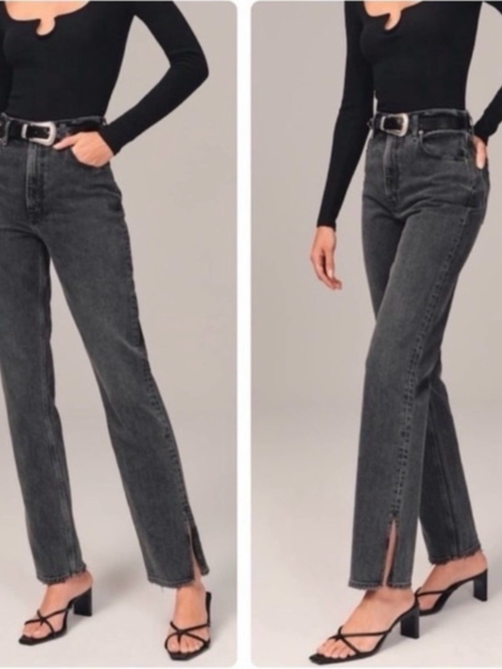 Abercrombie & Fitch 90s Straight Ultra High Rise Distressed Black Jeans